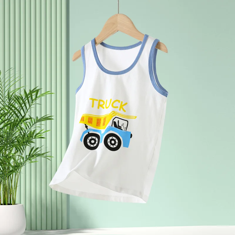 Summer Boys' Vest, Children's Pure Cotton Pajamas Boys' Underwear Girls' Base Sleeveless Clothing Boys' Summer Thin Outdoor Vest