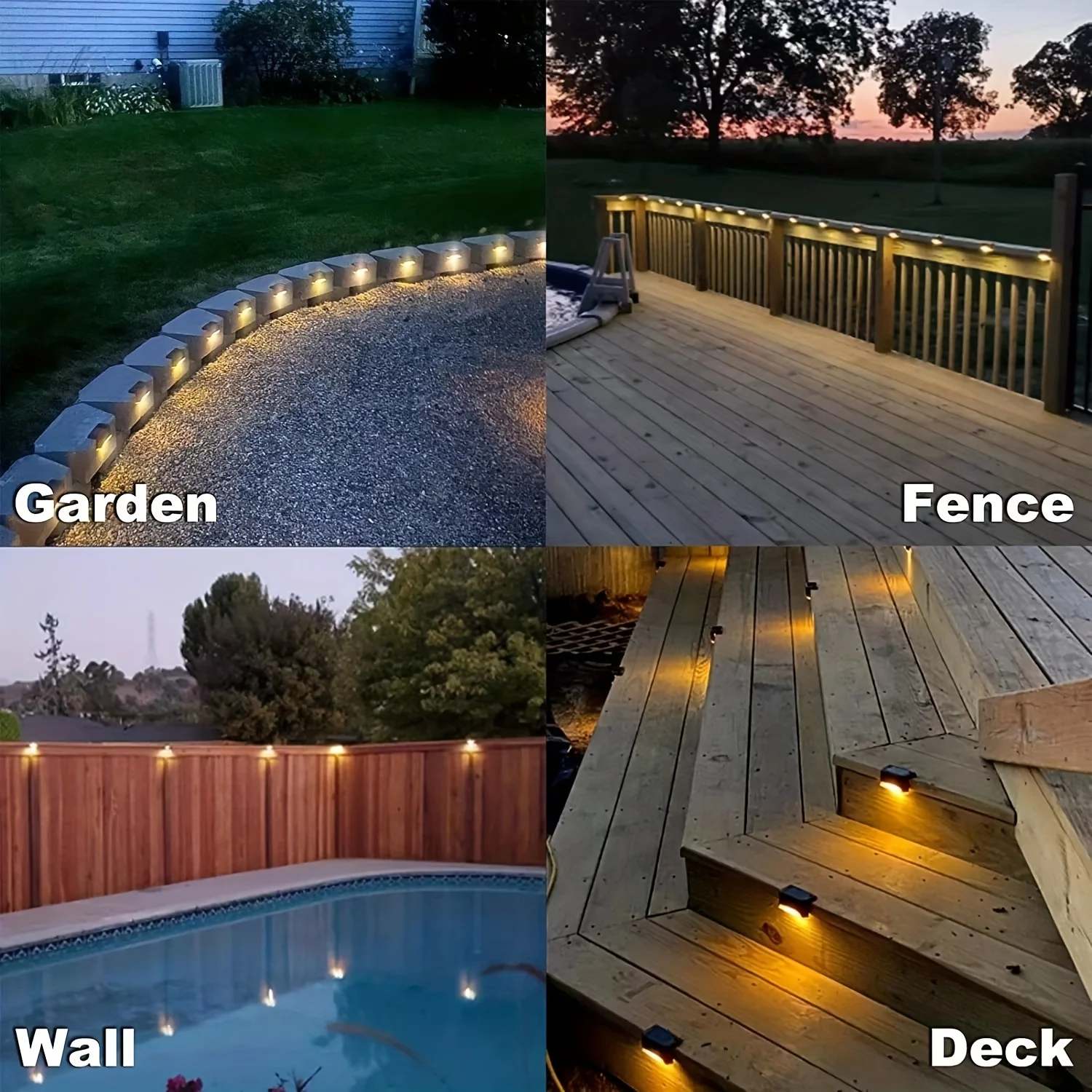 4pc Mini Solar Deck Lights Outdoor Waterproof Led Sun Power Fence Lamp for Yard Pathway Patio Garden Steps Railing Stairs