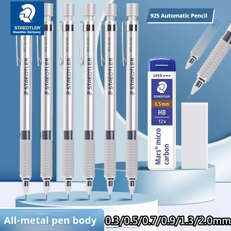 Staedtler 925 Full Metal Draft Mechanical Pencil,0.3/0.5/0.7/0.9/1.3/2.0mm Low Profile For Professional Sketch&Technical Drawing