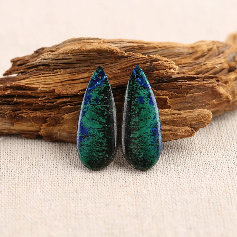 

B&F Chrysocolla Earring Beads, Handmade Natural stones beads, Polished Stones for jewelry Making Supplies