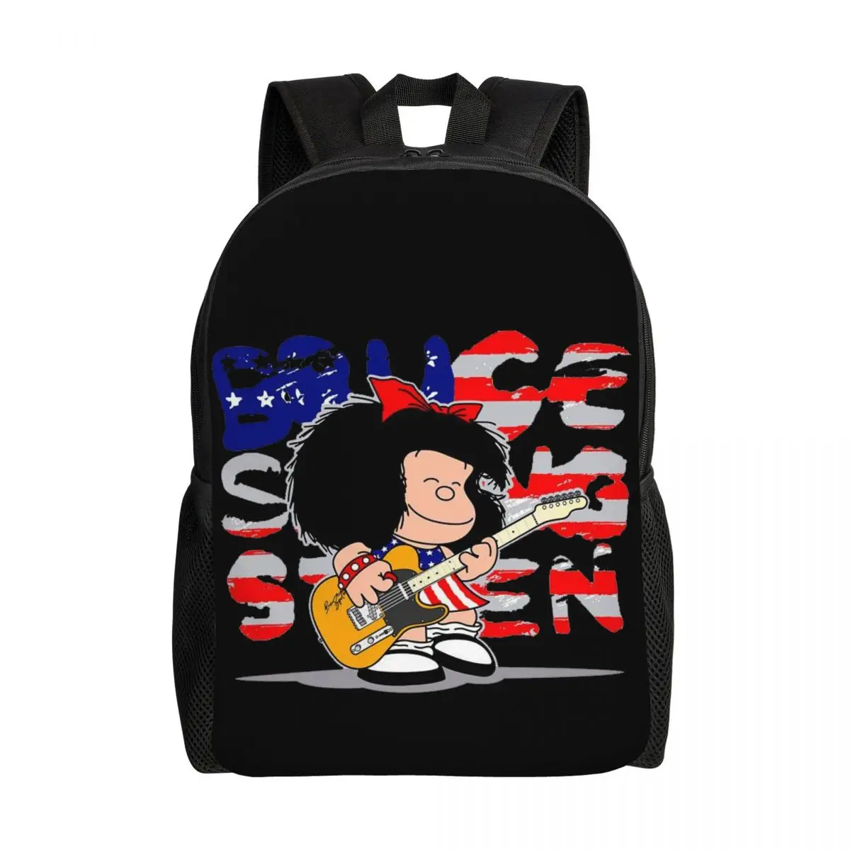 

Custom Comic Mafalda Rock Guitar Laptop Backpack Women Men Basic Bookbag for School College Students Bags