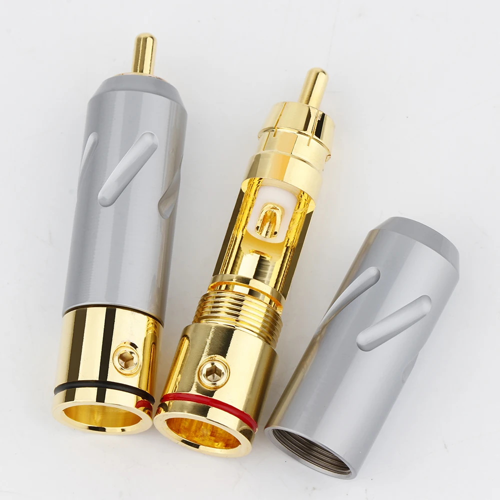 Monosaudio RCA-Stecker aus reinem Kupfer, vergoldet/rhodiniert, RCA-Stecker, Lautsprecherklemme für Audio-Lautsprecher-Signalkabel – Detail 16