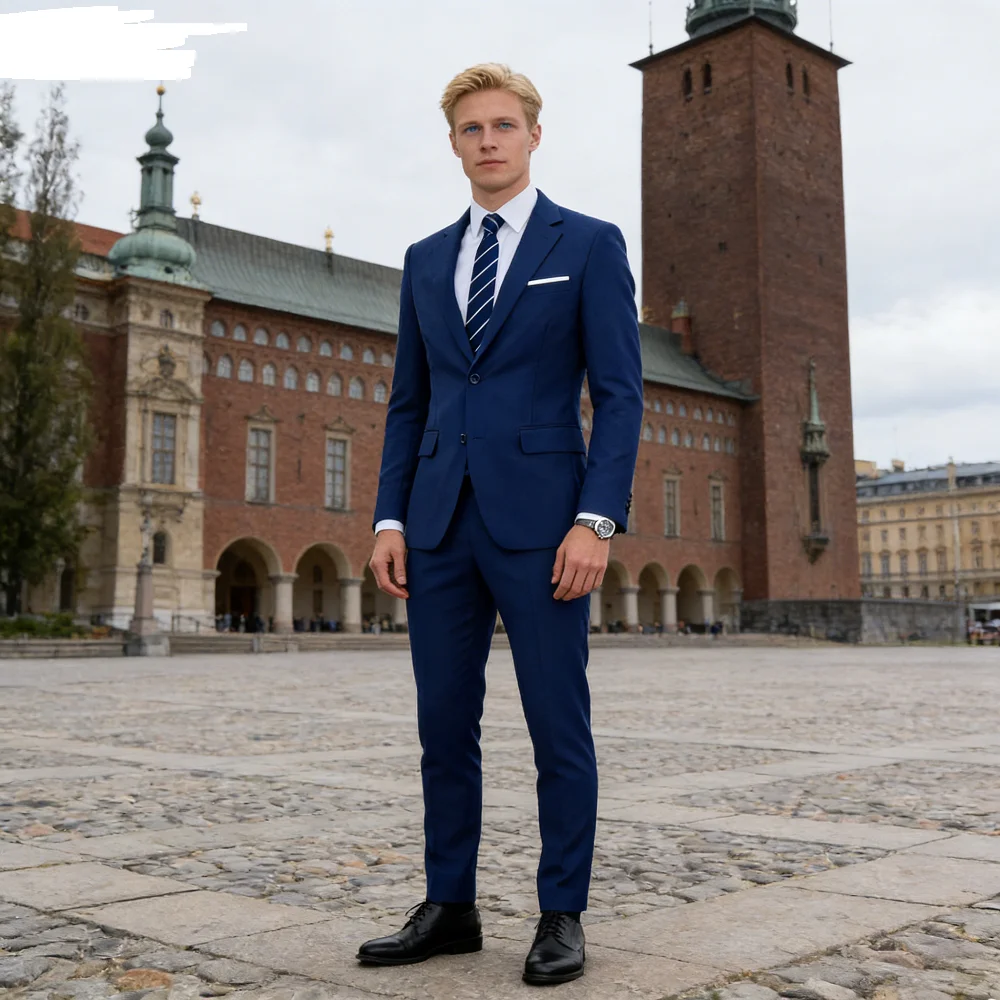 

Men's Monochromatic Slim Fit Wedding Suit Terno Peak Lapel 3 Button Jacket Vest Set Formal Business Smoking Attire