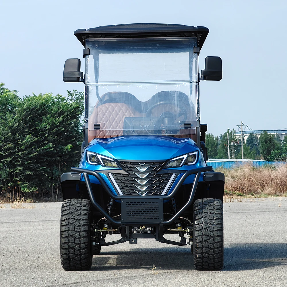 5-6 Seater Electric Golf Cart 48V Lithium Battery Blue Custom Utility Vehicle for Resort Community Outdoor Use
