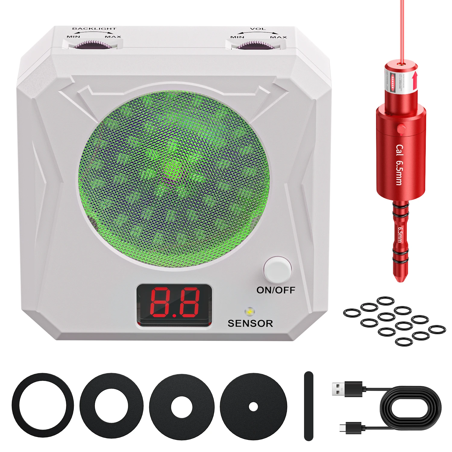 

Cal 6.5mm/Cal 7mm/9mm/38SPL Dual purpose red green dot laser trainer and rechargeable dry fire laser system training equipment.