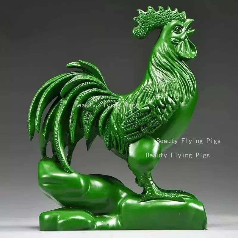 Rooster Figurine wooden Good Luck Chicken Statue Feng Shui Ornament for Home Office Collection Decoration Comfy Hour Farmhouse