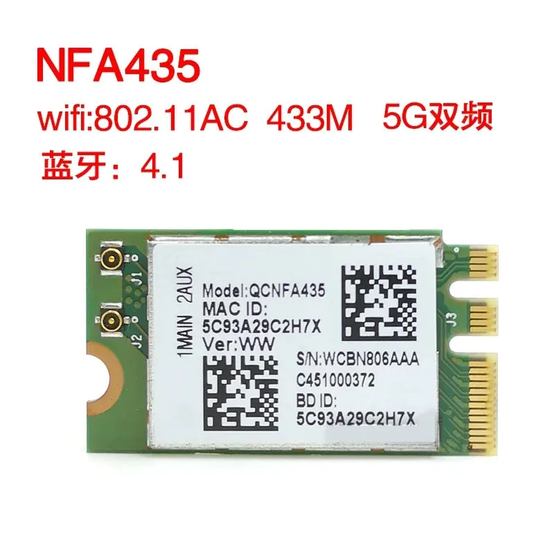 QCNFA435 QCA9377 NGFF WiFi Adapter Wireless WLAN Card W/Bluetooth 4.1 for Dell DW1810 Qualcomm Atheros QCA9377 Windows