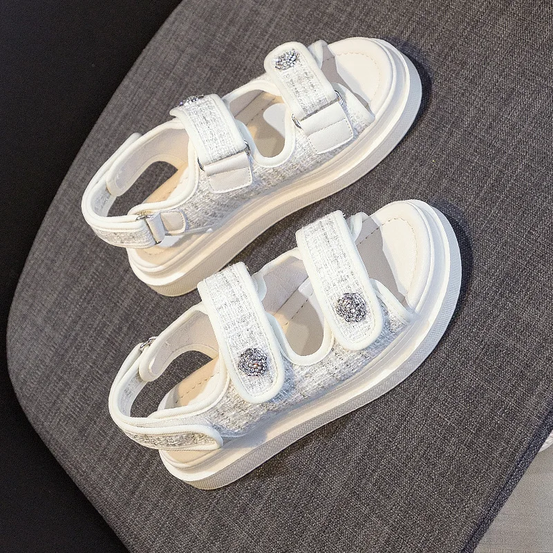 2024 Summer Sports Women\'s Sandals Shoes All-Match Outside Low Multicolored Girls Flat Fashion New Comfort PU Basic Hook & Loop