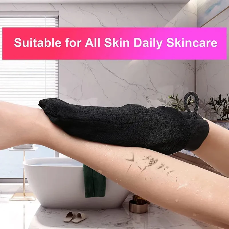 Moroccan Hammam Exfoliating Shower Gloves Painless Remove Dead Skin Scrub Body Korean Massage Mitt Bathroom Cleaning Gadget 2pc