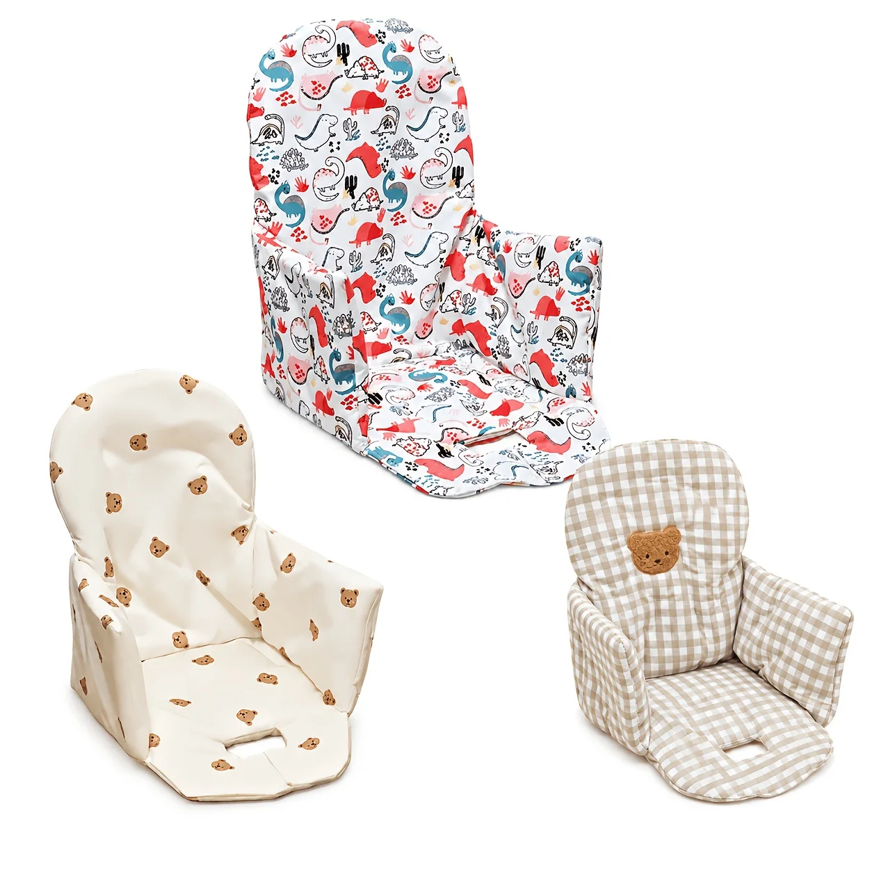 Nordic Style Thickened Baby High Chair Cushion Warm Autumn Winter Portable Non Slip Seat Pad With Backrest Cover Soft Dining