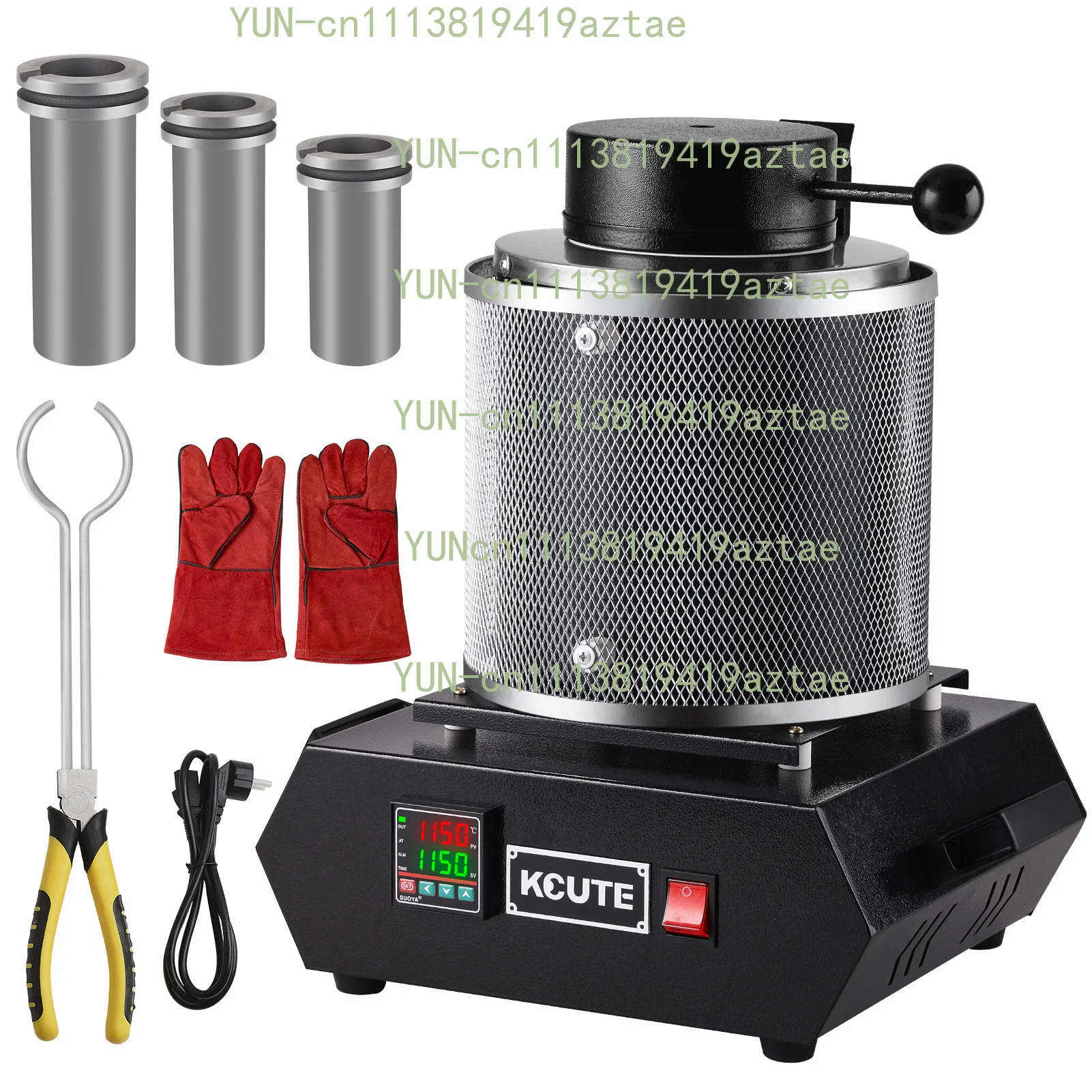 1/2/3kg 2000F Mini Digital Electric Gold Melting Furnace Melting Furnace with Graphite Crucible for Tin Silver Copper Aluminium
