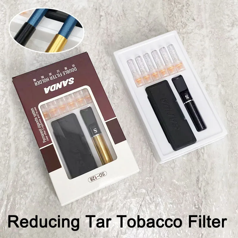 Detachable Filter Cartridge type Healthy Cigarette Holder filter Replaceable Cigarette core Reducing Tar Double Cigarette filter