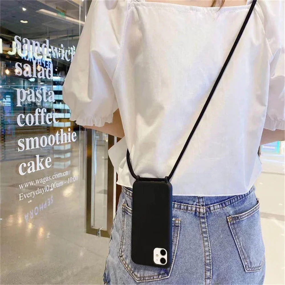 Crossbody Necklace Lanyard Cord Phone Case For iPhone 16 15 14 Plus 13 12 Mini 11 Pro XS Max XR X Silicone Soft TPU Back Cover image 4
