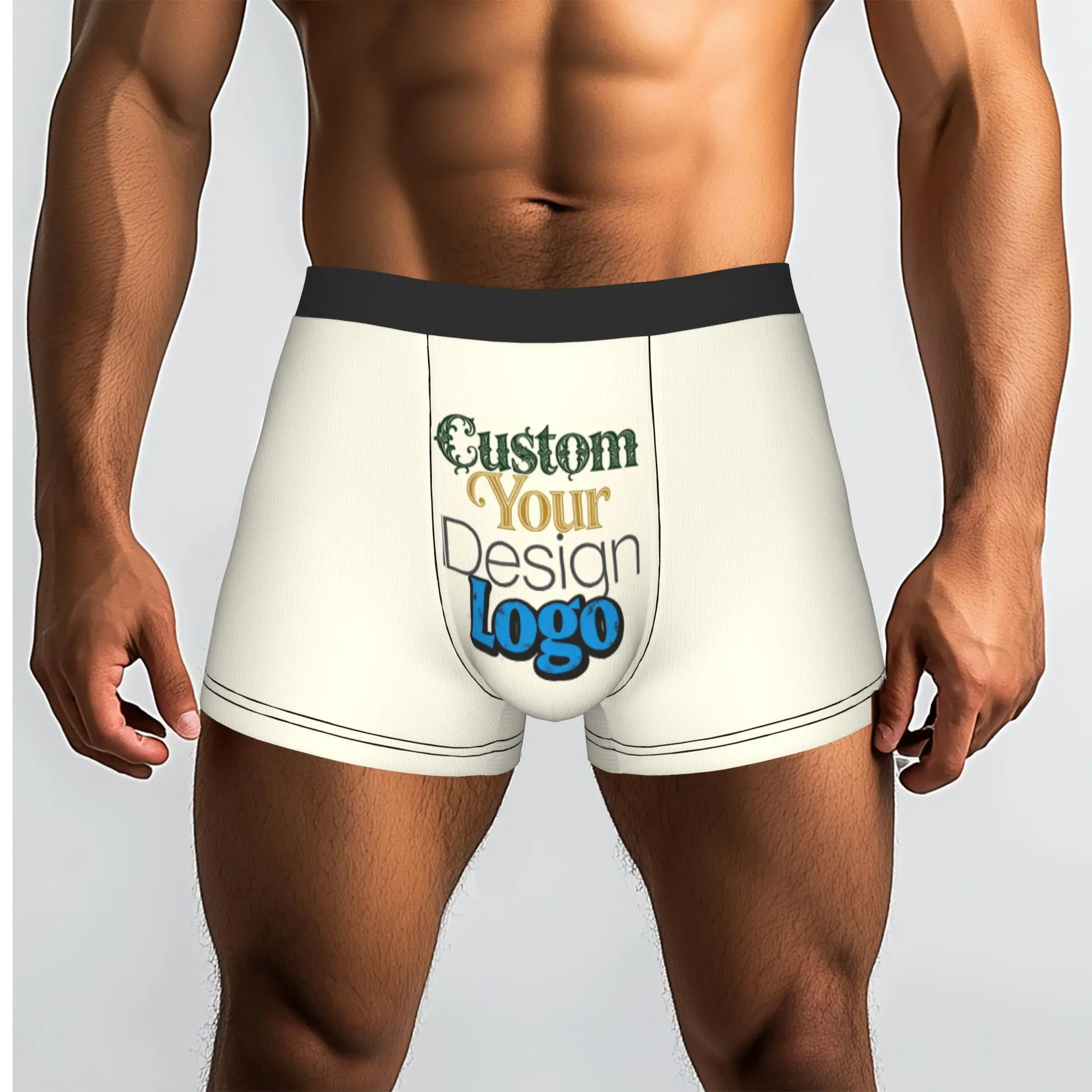 Custom Customized   Your Design Logo Underwear Male Print Photo Name Printed Boxer Briefs Shorts Panties Soft Underpants