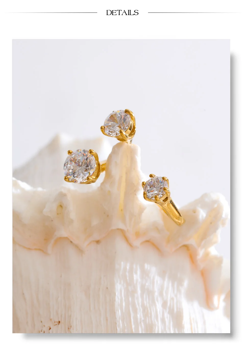 Yhpup verstellbarer Ring aus Edelstahl mit glänzendem Zirkonia, 16 Karat PVD-beschichtet, trendiger Premium-Schmuck für Frauen, Geschenk – Detail 5