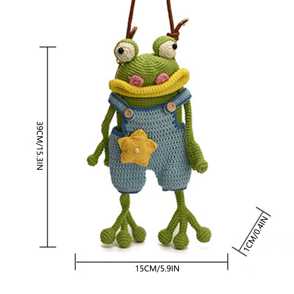 (Finished Product)Cute Big Mouth Frog Coin Bag Hand Woven Small Crossbody Bag DIY Wool Woven Big Mouth Frog Mobile Phone Bag view 6