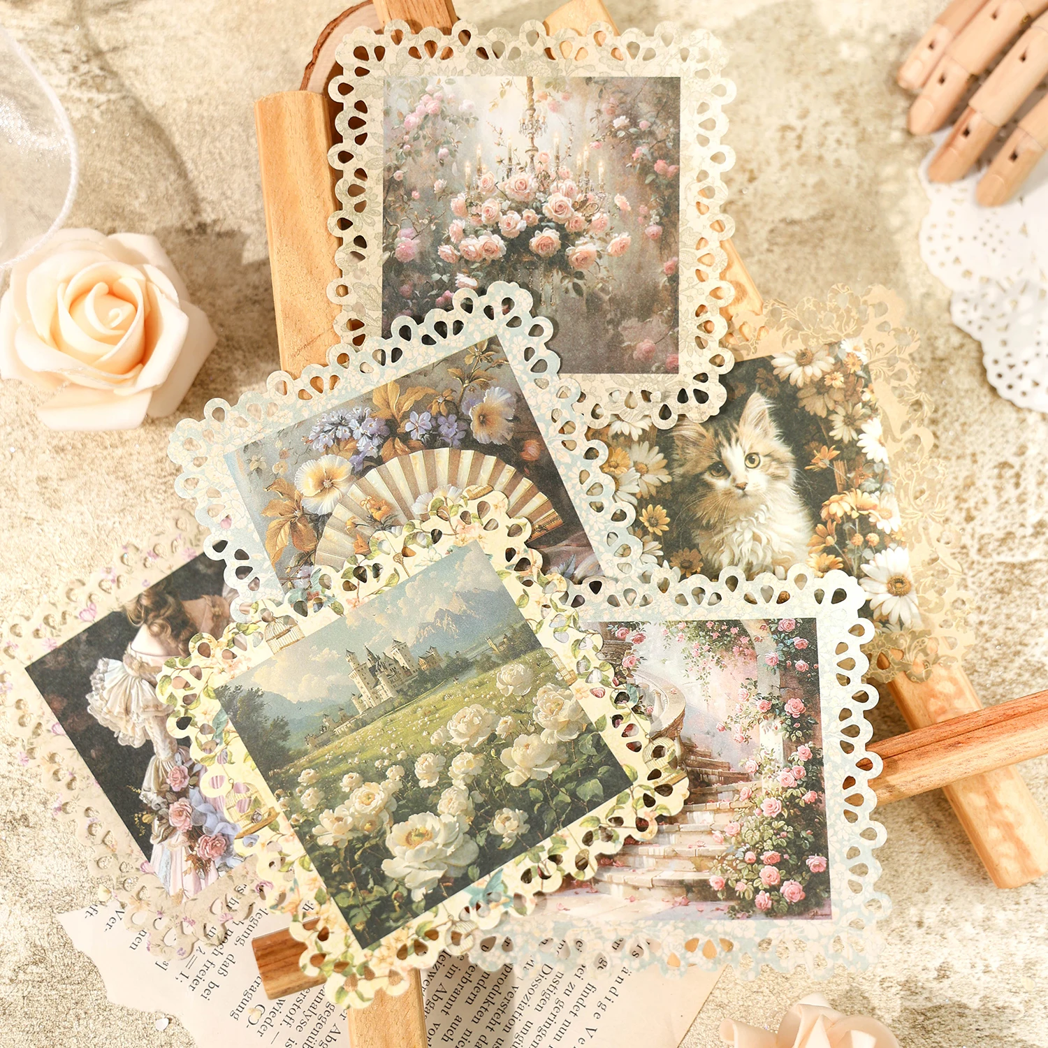 JIANQI 20 sheet Decor Scrapbook Vintage Materials Paper Comb