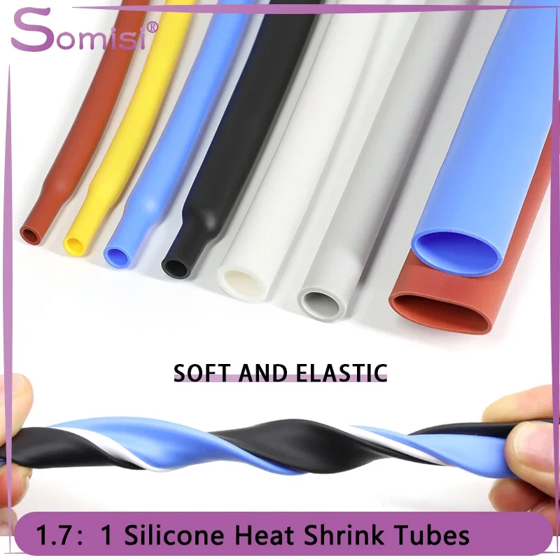 Silicone Heat Shrink Tube Diameter 0.8~30mm 2500V Flexible Cable Sleeve Insulated High Temperature Soft DIY Wire Wrap Protector