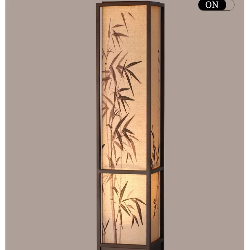 

Bamboo leaf painting square, vertical floor lamp simple and elegant, national style Zen retro, living room tea room, floor lamp