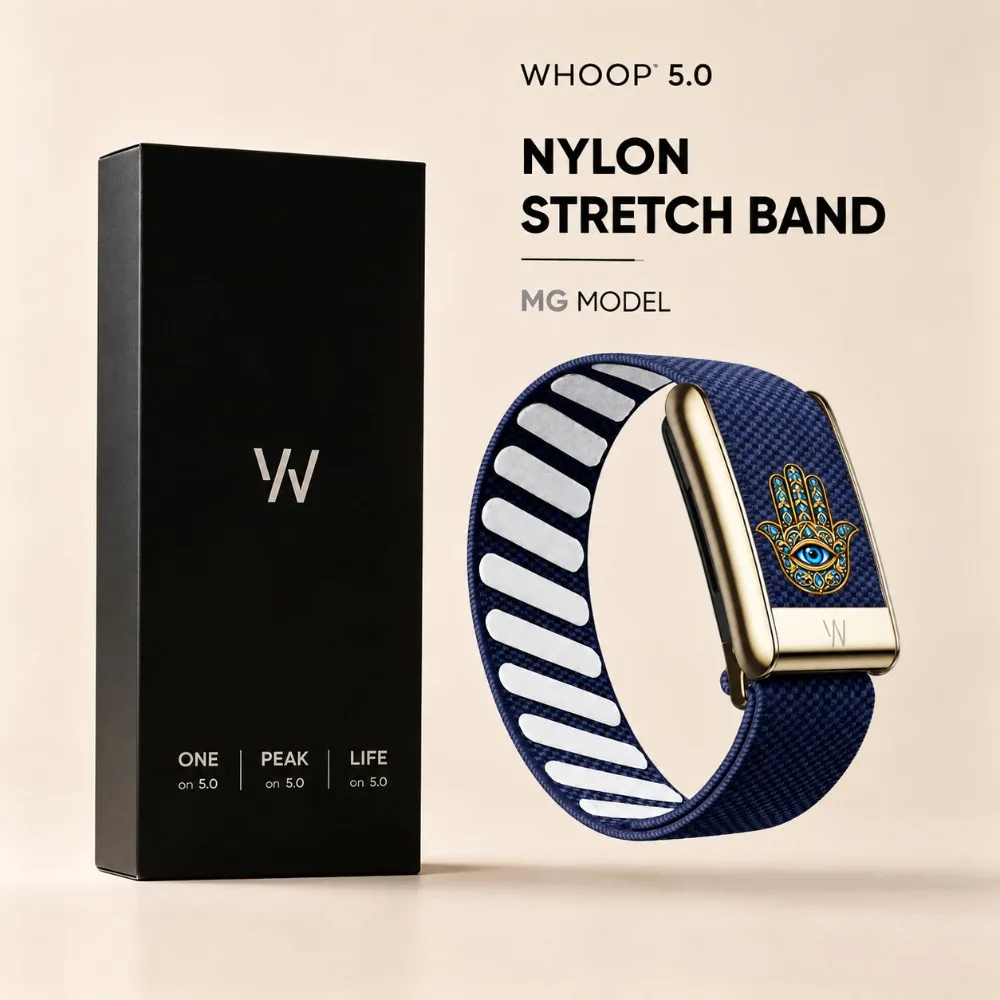 For WHOOP 5.0 MG Nylon Woven Elastic Band Metal Frame Sport Fitness Replacement Wrist Strap Bracelet Accessory Men Women