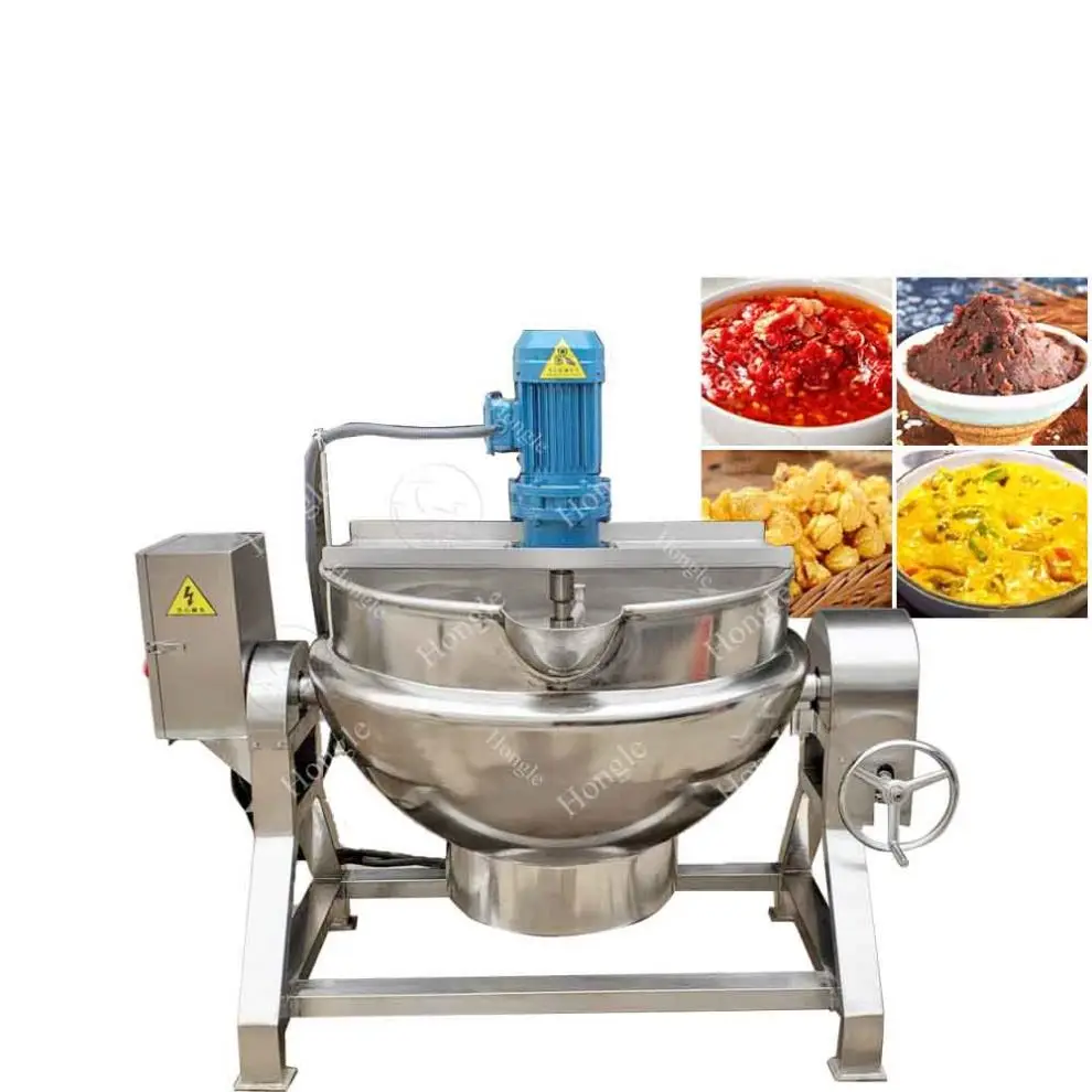 Jacketed Cooking Pot Automatic Pot Mixer Double Tilting Jam Sugar Cooking Melting Jacketed Kettle Jam Making Machine