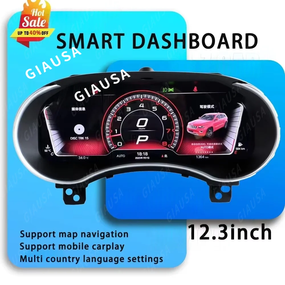 

AFJY Carplay For Jeep Grand Cherokee 2013-2018 Car LCD Instrument Panel Digital Cluster Virtual Cockpit Dashboard Speedodometer