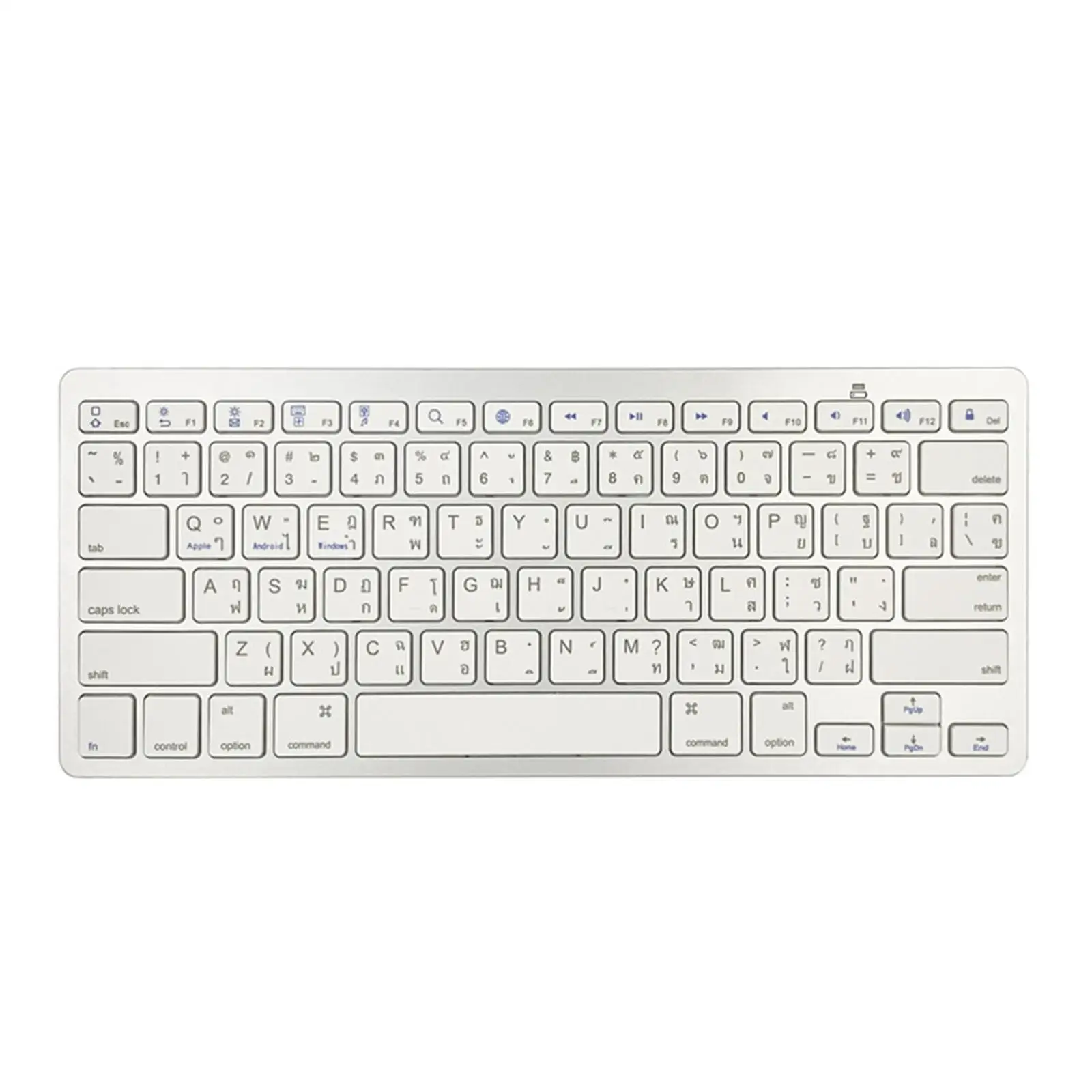 

Серебристая тонкая беспроводная Bluetooth-клавиатура Thai 78 Keys, компактная, энергосберегающая