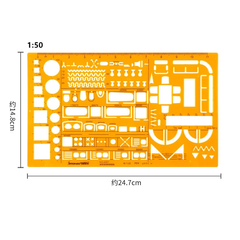 Circular oval ruler durable drawing design furniture architect template drafting ruler template measuring ruler