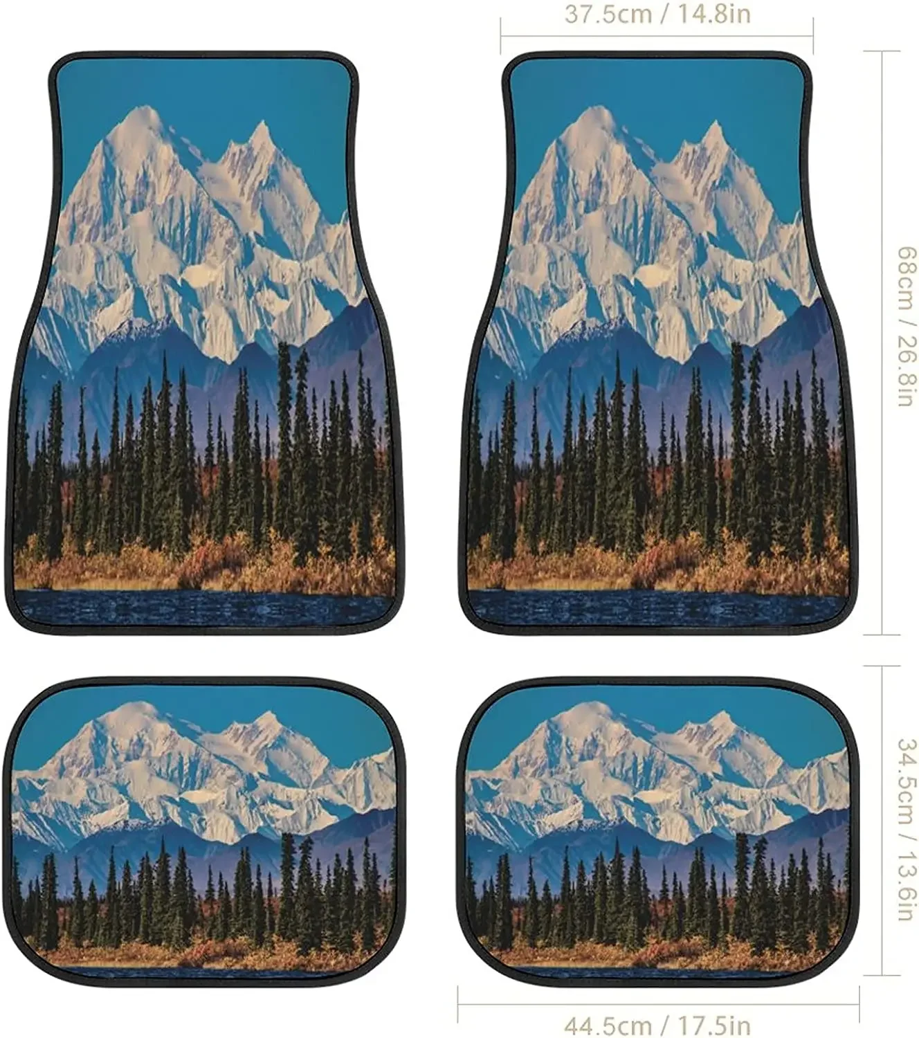 The Scenery Alaska White Cloud Forest Art Car Mats Universal Drive Seat Carpet Vehicle Interior Protector Mats Funny Designs All