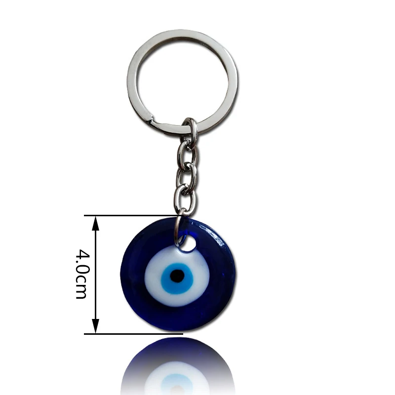 Lucky Evil Eye Keychain 3 3.5 4cm Charm Round Big Blue Glass Women Key Ring Accessories