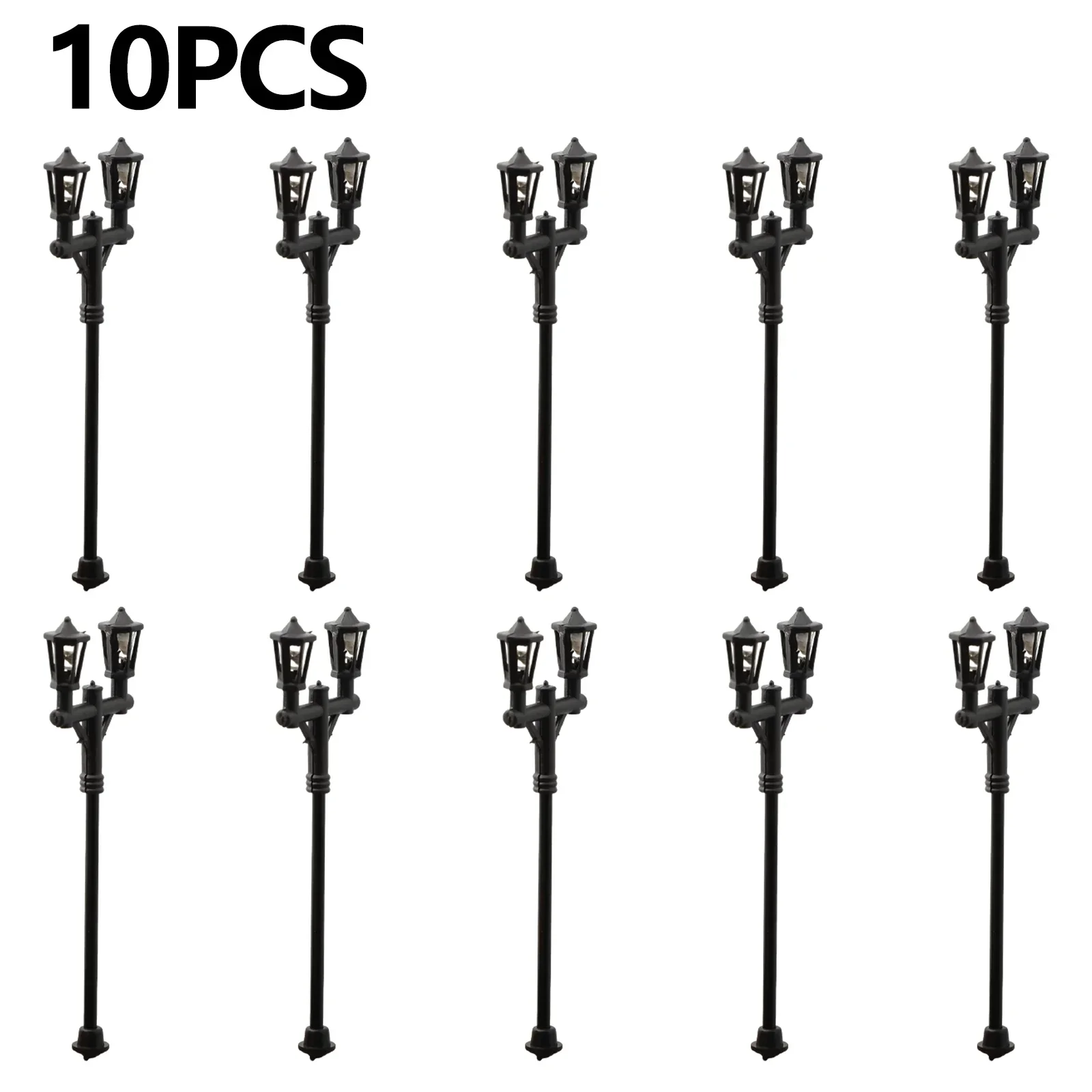 10Pcs Model Street Lights Scale 1:100 Railway LED Lamppost Patio Garden Lamps Single Head Train Layout Landscape