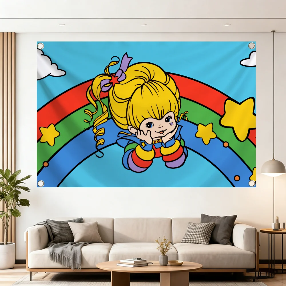 Cute R-Rainbow Cartoon B-Brite Flag Decoration Outdoor Picnic Party Art Hanging Home Camping Party Banner Best Sellers