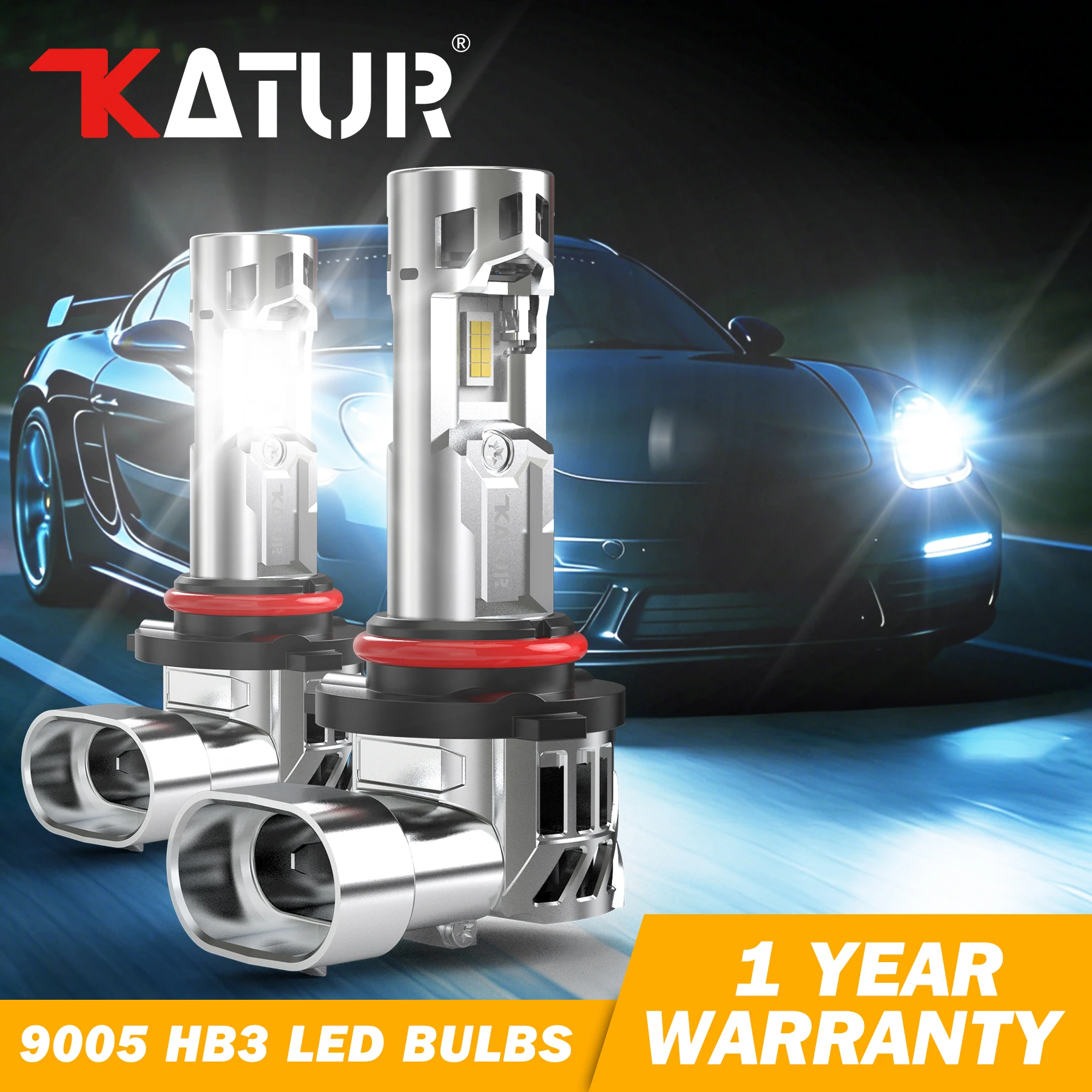 Katur 2pcs 9005 HB3 Led Headlight Dual Fans Design For Cars 40000Lm 200W Plug and Play Halogen Replacement For Peugeot 5008 2016