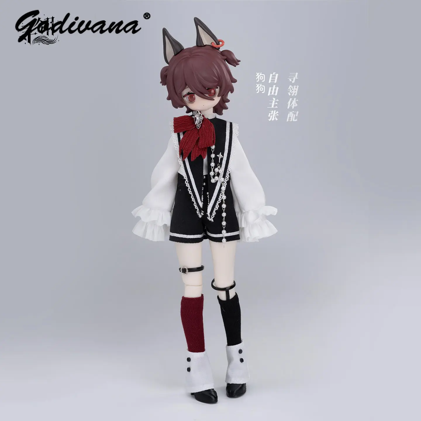 Original Special 1/6 Azone Ob22 Doll Clothes Gothic Boy‑Style Outfit Vest Shorts Long Flare Sleeve Blouse Socks Set Fit Azone