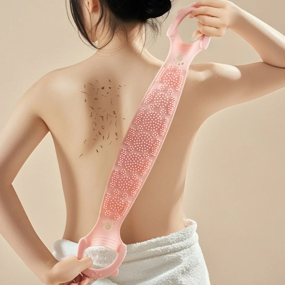 

Силиконовый скруббер для тела с длинной ручкой, растительный дизайн, щетка для очистки тела, отшелушивающая щетка, эргономичная массажная щетка, отшелушивание тела