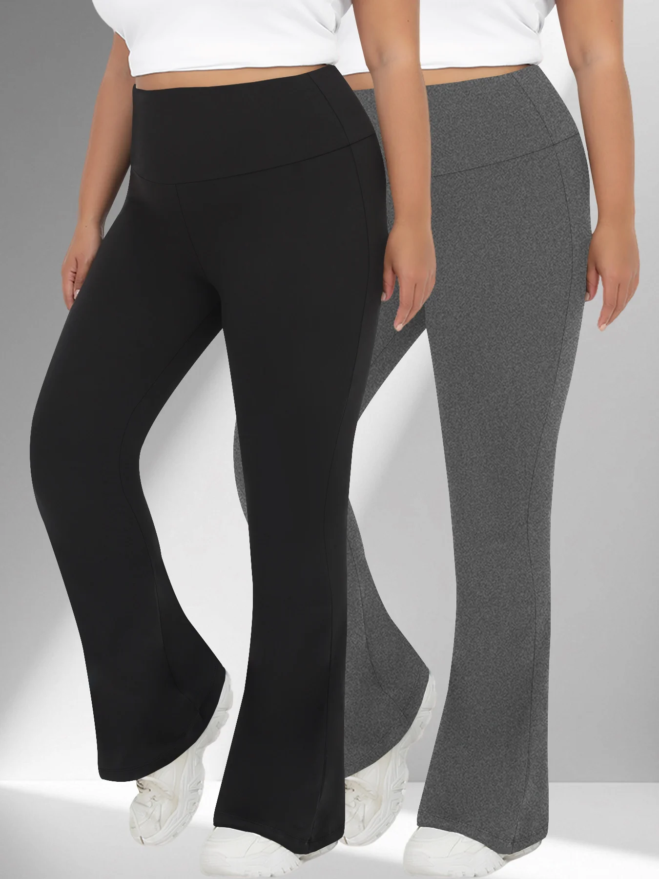 2 حزمة من السراويل النسائية ذات الحجم الكبير فائقة النعومة عالية الخصر، سراويل ضيقة للتحكم في البطن، قيعان جرس ناعمة للجري #1