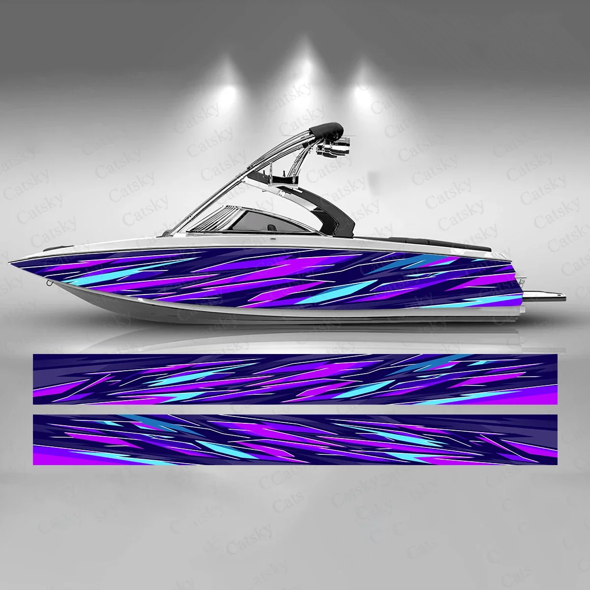 

Abstract Purple Geometry Boat Sticker Fashion Custom Fish Boat-Sticker Vinyl Waterproof Boat Wrap Graphic Boat Wrap Decal