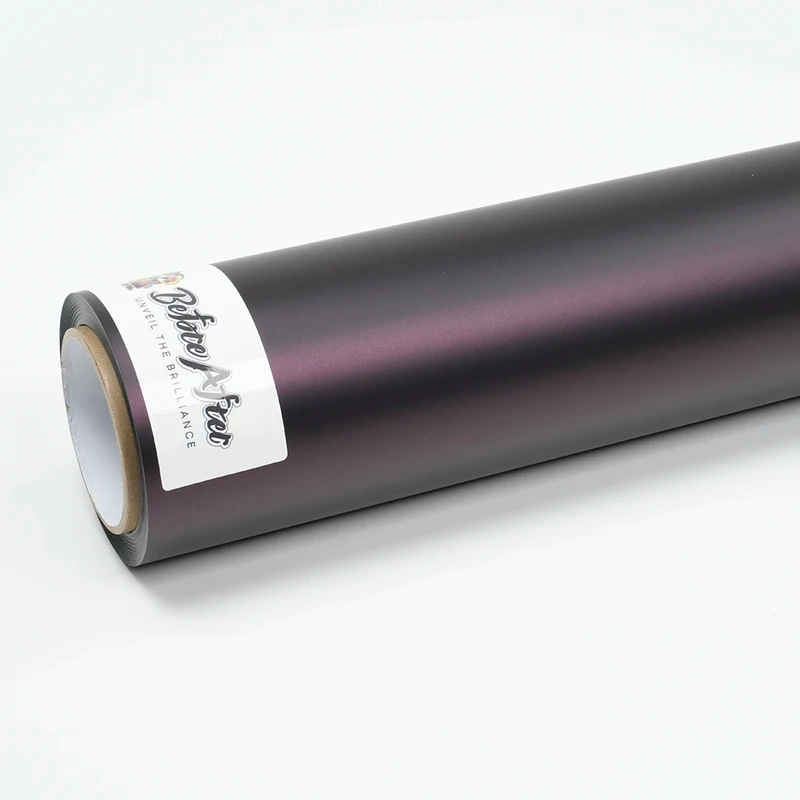 High Quality 1.52X17M PET Liner Matte Metal  Magic Black Purple Car Vinyl Wrap