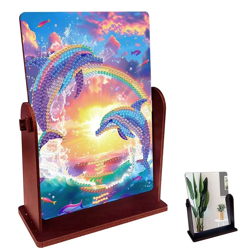 

Специальная форма Дельфин Настольная алмазная живопись Зеркало Комплект Настольное алмазное зеркало Художественные наборы 5D DIY Алмазное искусство Настольный декор