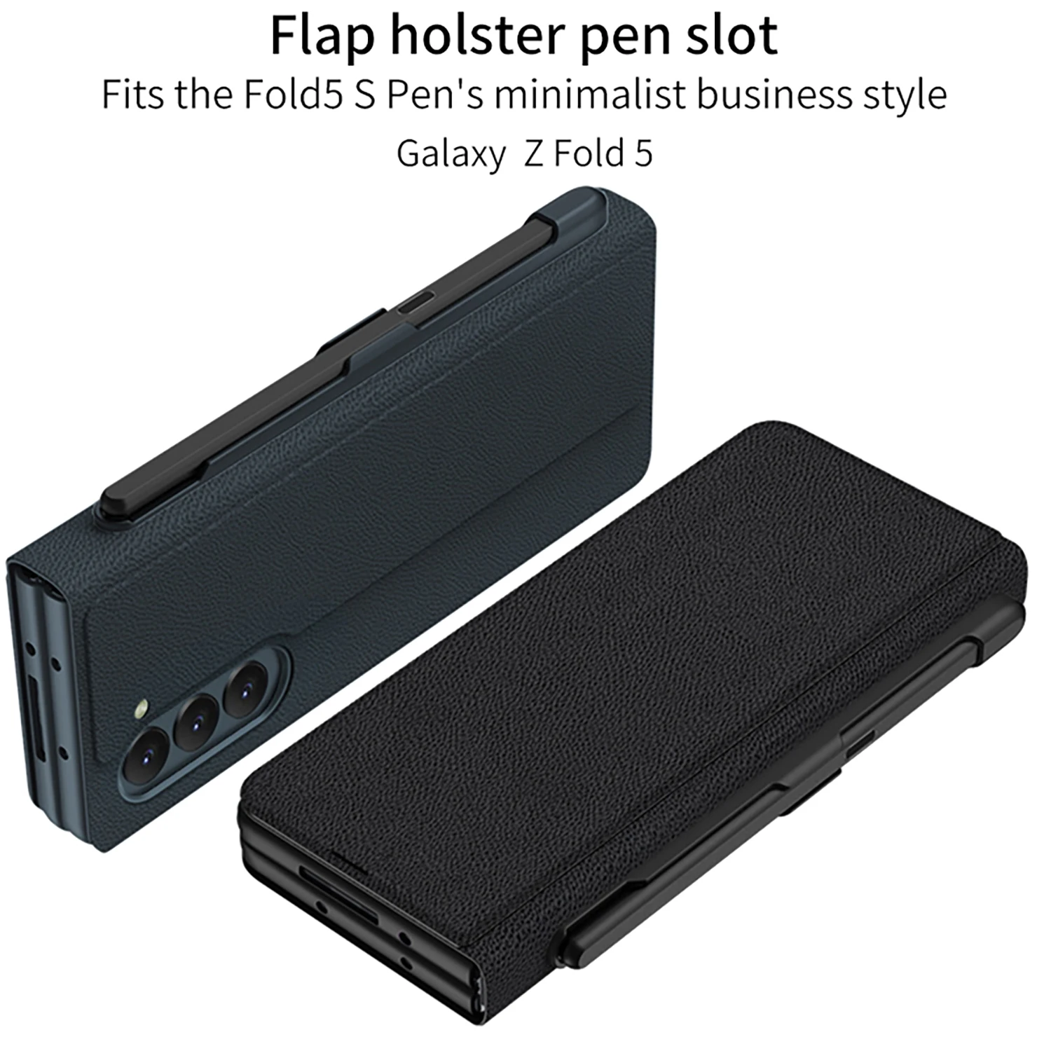For Samsung Galaxy Z Fold 5 Case Matte Magnetic Folding Bracket Flip Leather Pen Slot Holder With Tempered Film Cover Accessory