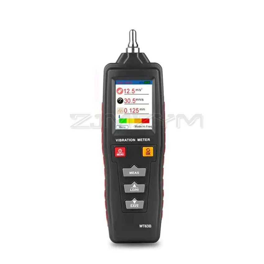 WT63B Vibration Analyzer Colorful Display Digital Vibration Meter for Velocity Displacement Testing Vibration Analyzer