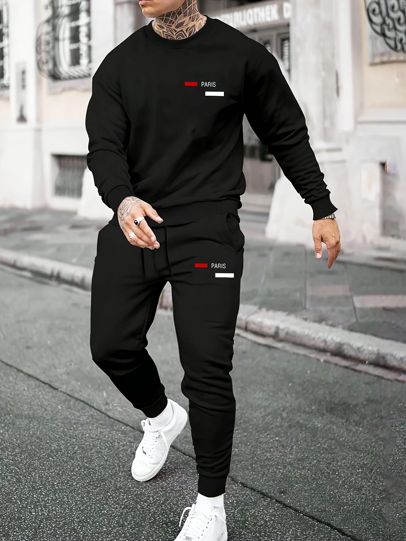 

Printed men's two-piece fashion clothing set printed hoodie and sweatpants sweatshirt and jogging pants set clothes for men