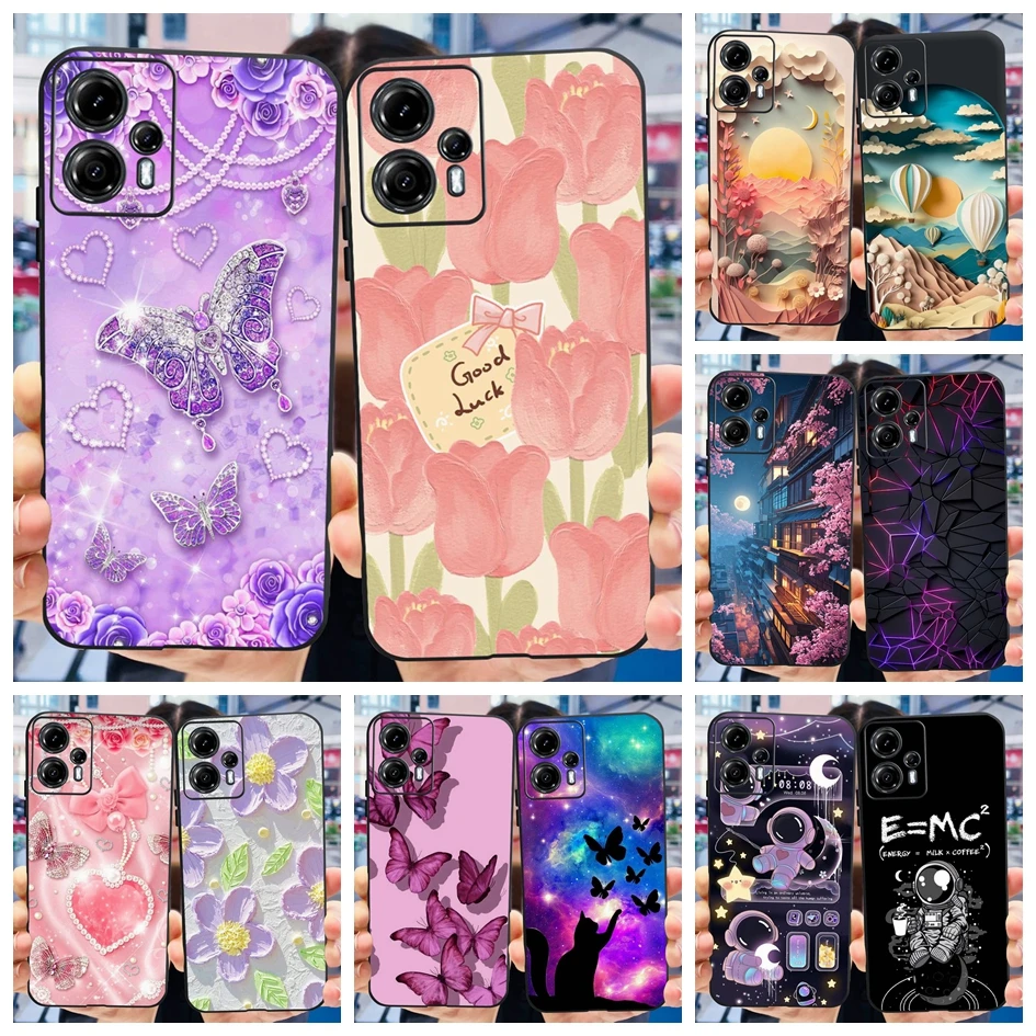 

For Motorola Moto G13 Case Fashion Tulip Butterfly Soft Silicone Clear Phone Cover For Moto G23 G 23 G 13 MotoG13 MotoG23 Fundas