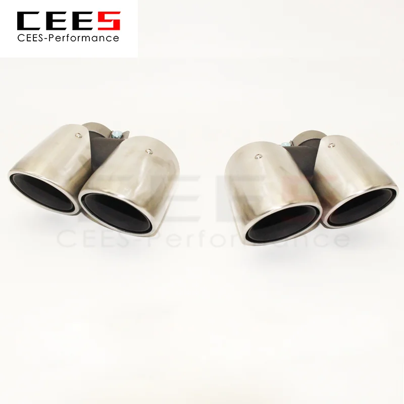 CEES Universal Tail Throat For PORSCHE MACAN 2015-2021Stainless Steel Y Shape Double Exit Exhaust Pipe Muffler