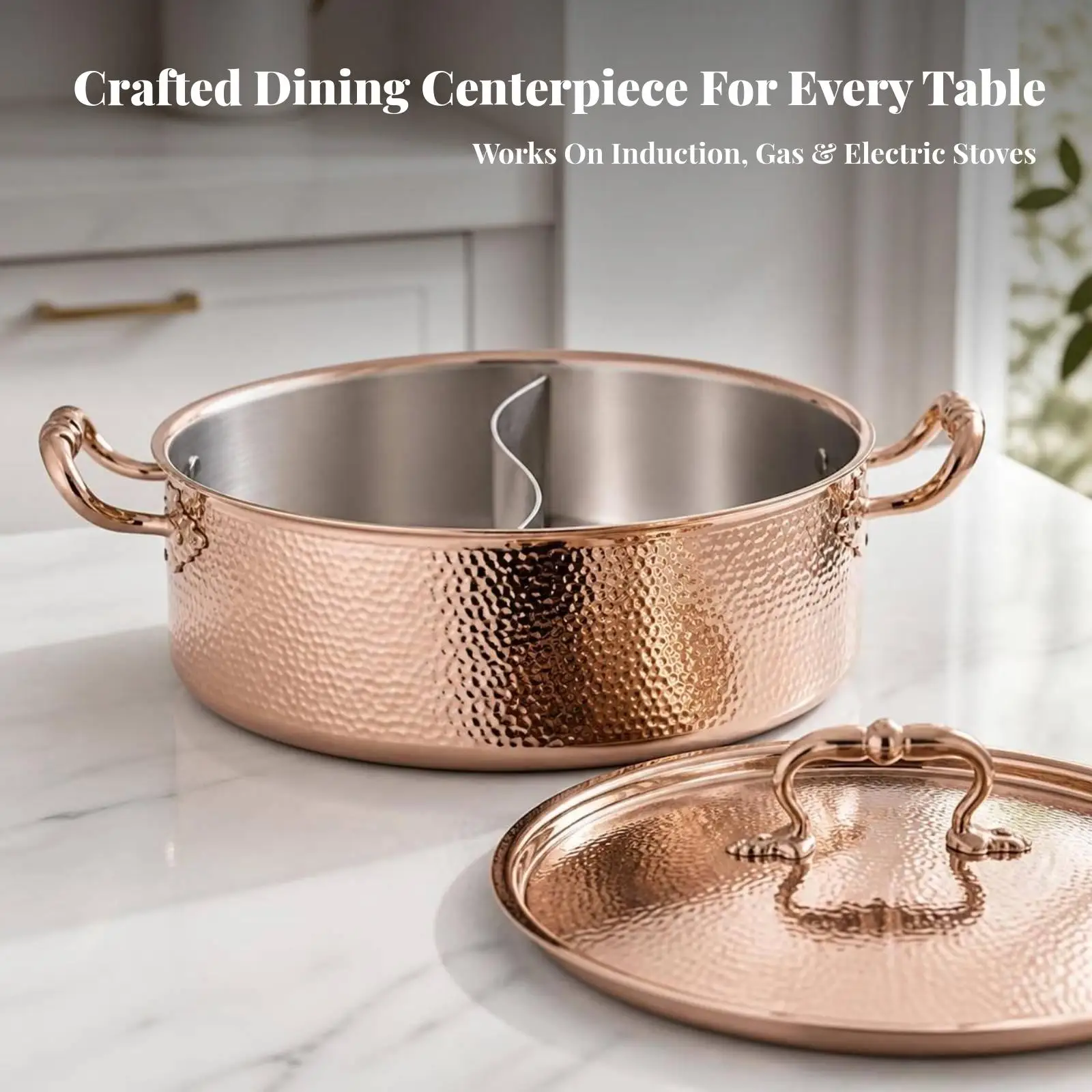 Household Stainless Steel Hot Pot with 10cm Depth and Dual Handles for Family Hot Pot and Shabu Shabu