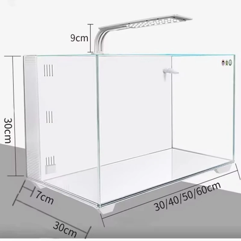 

Desktop Fish Tank with Ultra-Clear Glass, Built-in Back Filter and Aerator