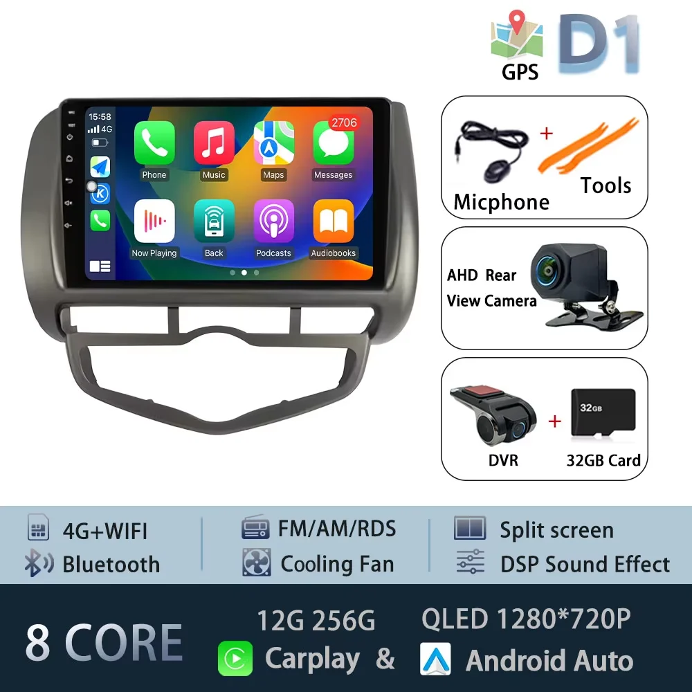 Voor Honda Fit Jazz 2002-2008 LDH RDH Autoradio Audio Mulltmedia Speler Android Intelligent Systeem GPS Navi DPS 4G Carplay WiFi