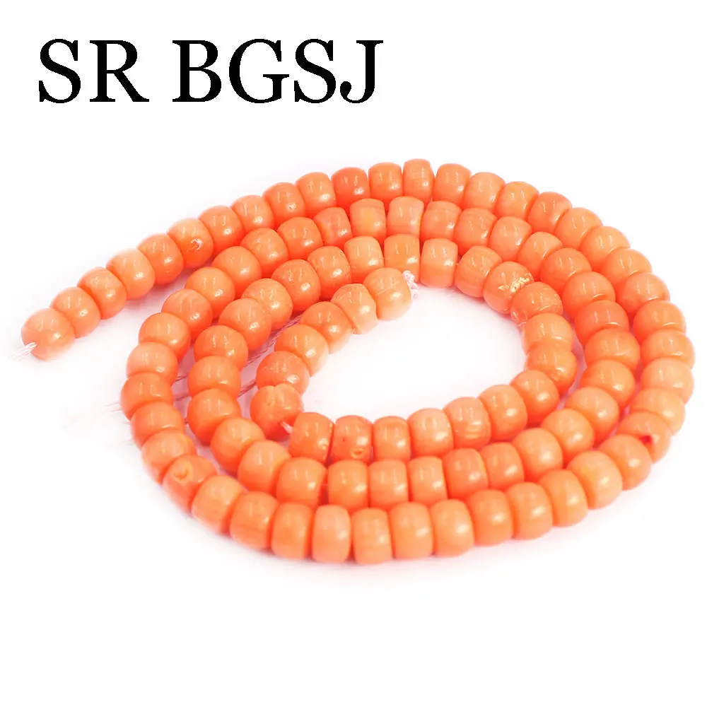 4x6mm Different Shape Rondelle Drum Column Jewelry DIY Loose Natural Spacer Vintage Seed Orange Coral Beads 15\