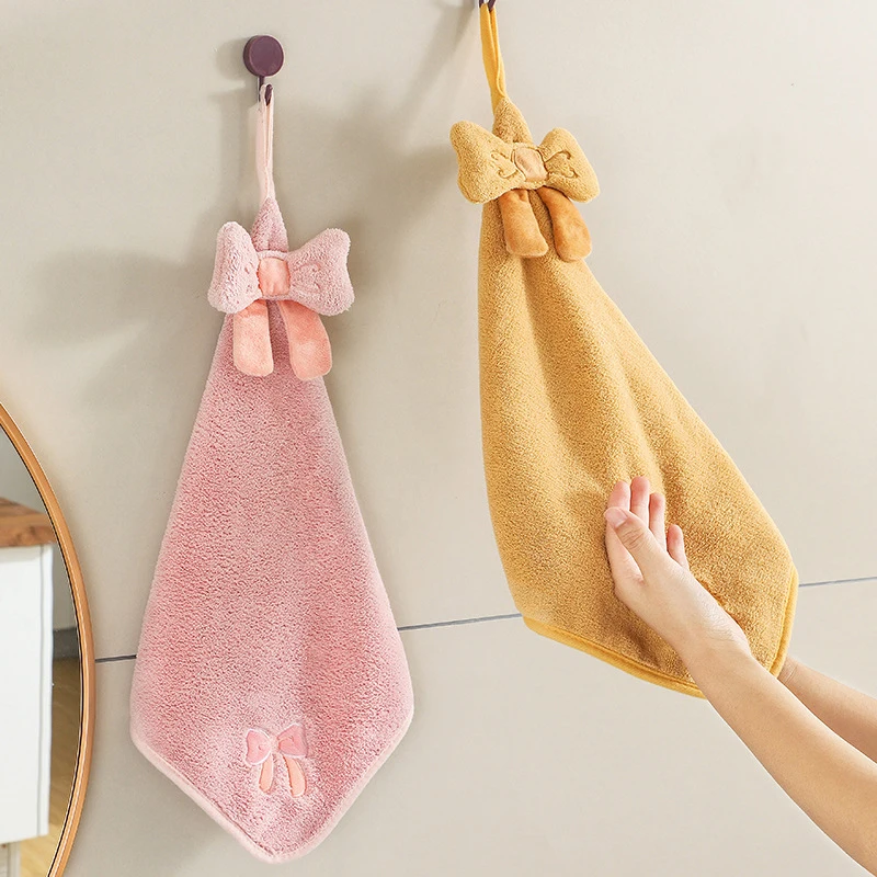 Cartoon Wipe Hand Towel for Kitchen Soft Lint-Free Clean Bathroom Toilet Absorbent Quick-Drying Terry Towel Touch Hand-Cleaning