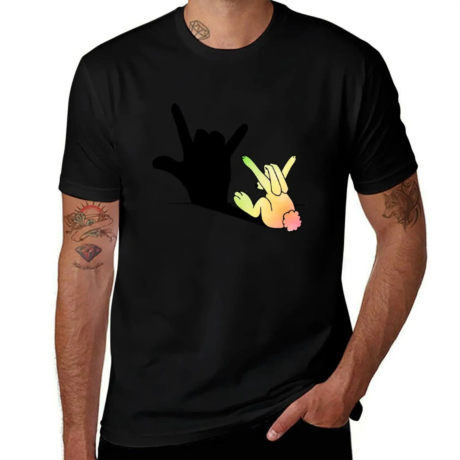 

Rabbit Hand Shadow T-Shirt customizeds summer top fashion shirts funny t shirts men